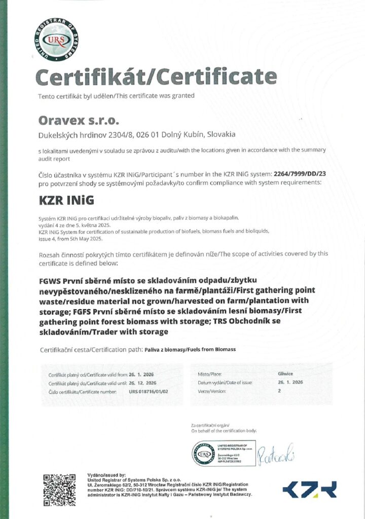 certifikát oravex